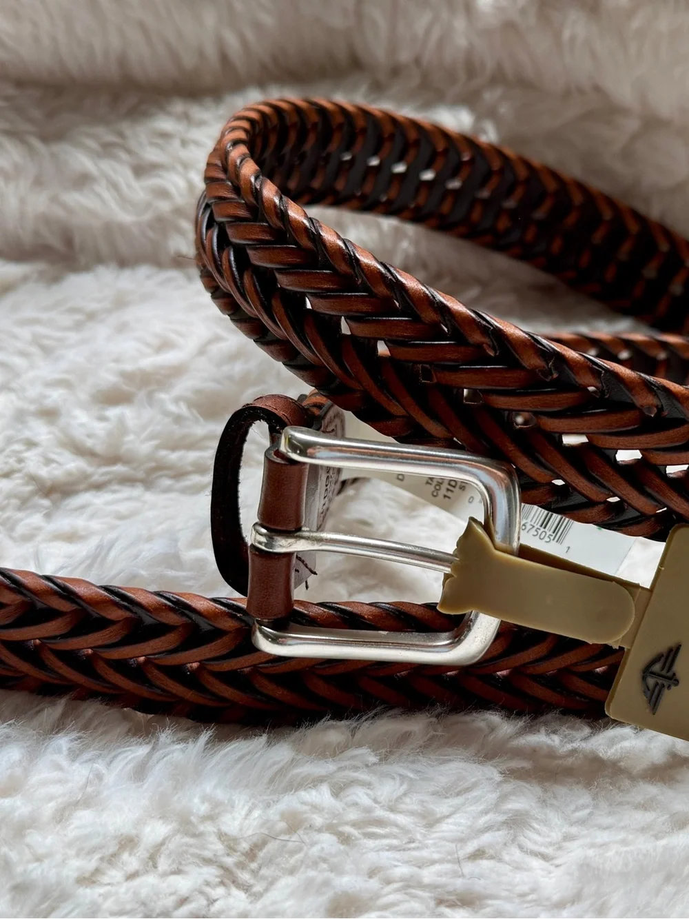 Dockers Braided Leather Belt in Rich Brown